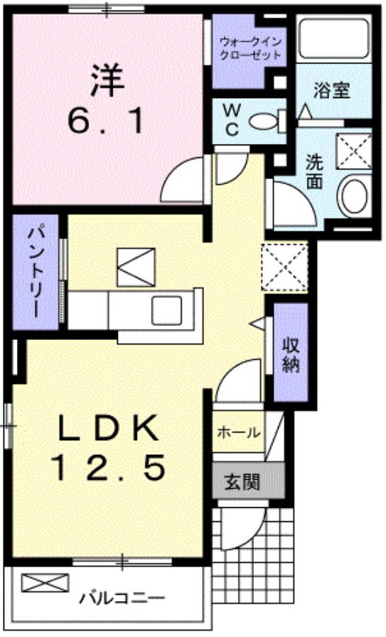 メゾンアンソレイエ(1LDK/1階)の間取り写真