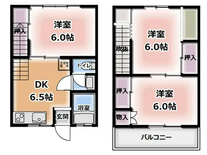 コーポ田中(3DK/1階)の間取り写真