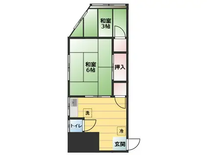 明和荘(2DK/2階)の間取り写真