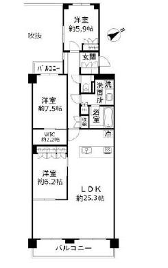 テラス本八幡(3LDK/5階)の間取り写真