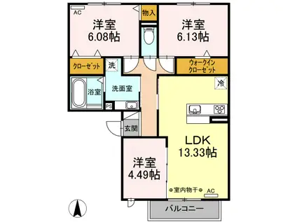 パストラル春岡 C棟(3LDK/2階)の間取り写真