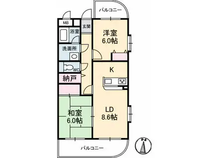 GRACEエヌエス(2LDK/1階)の間取り写真