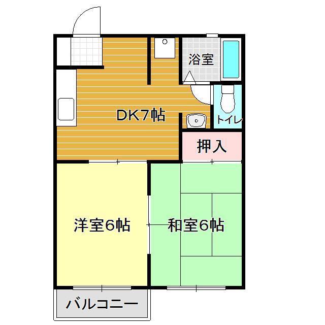 サザンハイム(2DK/2階)の間取り写真