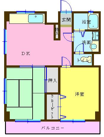アークヒルズ上田(2DK/2階)の間取り写真