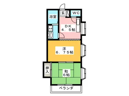 カーサ美原(2DK/2階)の間取り写真