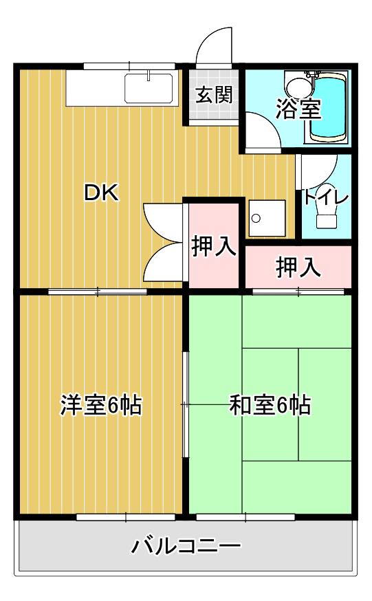 山之尻マンション(2DK/3階)の間取り写真