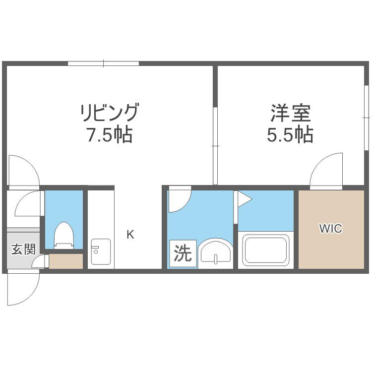 ステージノア東札幌(1LDK/4階)の間取り写真