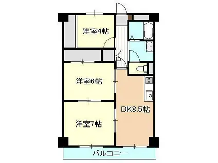 セントラル近江(3DK/4階)の間取り写真