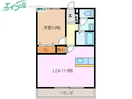 コーキア神楽(1LDK/3階)の間取り写真