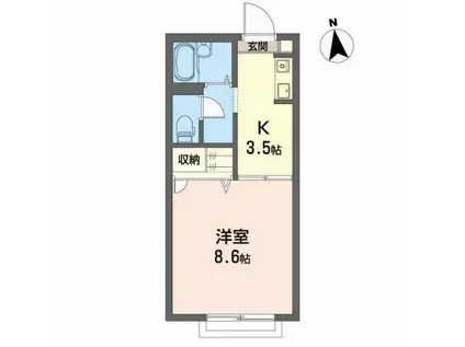 サンヒルズK-2(1K/2階)の間取り写真