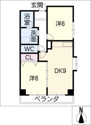 日進エクセルハイツ(2DK/6階)の間取り写真