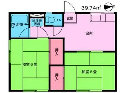 一條コーポ(2K/2階)の間取り写真