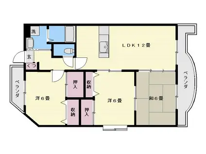 グリーンヒル(3LDK/3階)の間取り写真