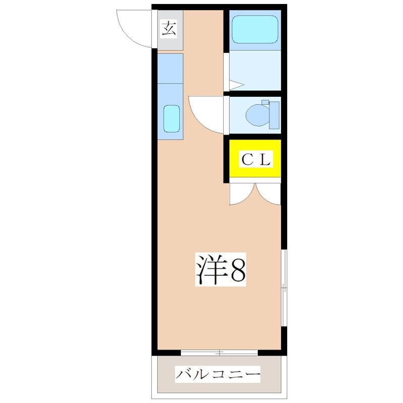 第7セントラルハイツ西鹿児島(ワンルーム/2階)の間取り写真