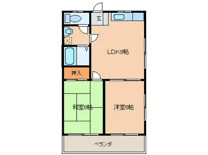クレオコーポ(2LDK/2階)の間取り写真