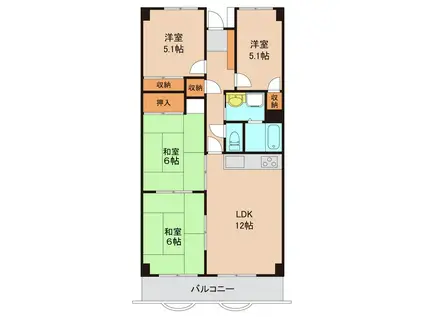 サンビップマンション取手(4LDK/1階)の間取り写真