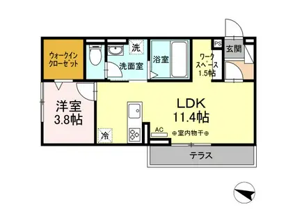 フェリシア(1LDK/1階)の間取り写真