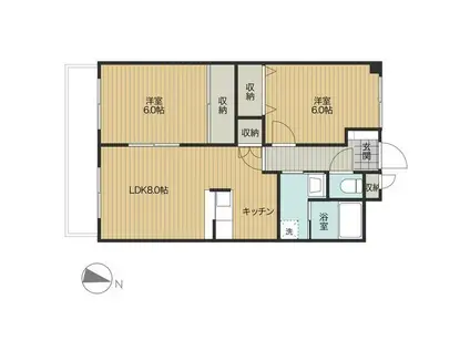 グレース白枝(2LDK/3階)の間取り写真