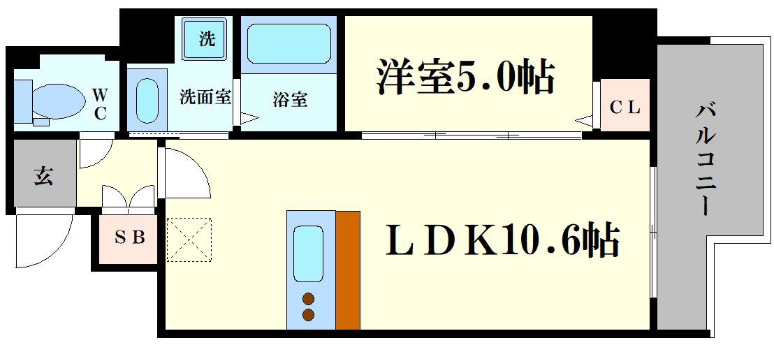 フェルザ福島(1LDK/14階)の間取り写真