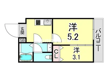 BASE青木(1DK/3階)の間取り写真