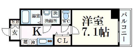 CAPITAL.I姫路(1K/6階)の間取り写真