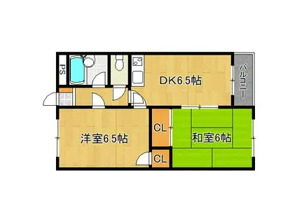 めぞんかせの(2DK/3階)の間取り写真