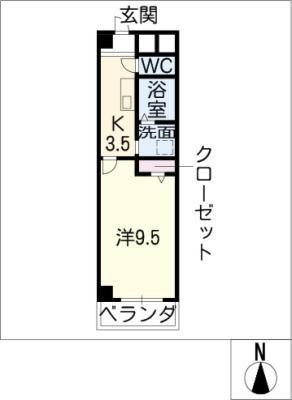 セントラルコート(1K/1階)の間取り写真