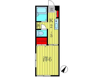 シャトル宮崎(1K/1階)の間取り写真