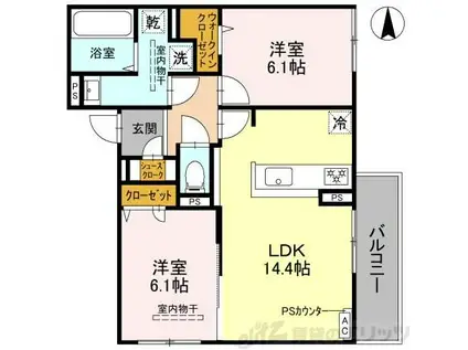 D-RESIDENCE下田部A棟(2LDK/3階)の間取り写真