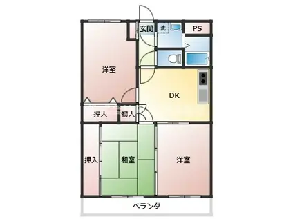 西村マンションII(3DK/3階)の間取り写真