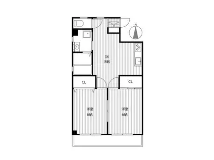 アサートン山手(2DK/3階)の間取り写真