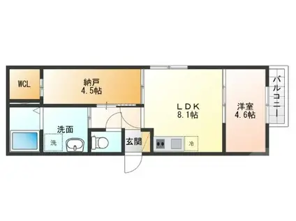 CEDAR HALL YAMADA TWO(2LDK/3階)の間取り写真