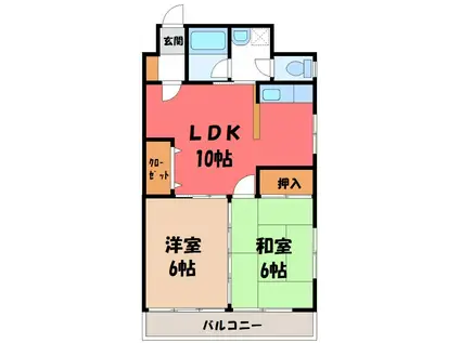 菊地ビル(2LDK/5階)の間取り写真