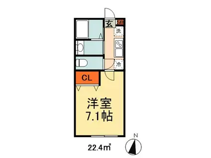アルカ誉田(1K/1階)の間取り写真