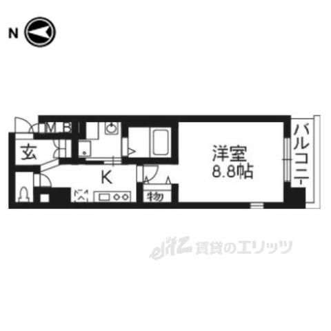 エイペックス京都西陣(1K/2階)の間取り写真