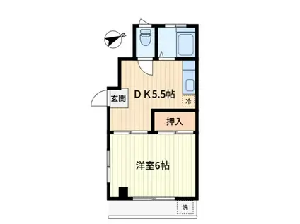 ヴィラ上池(1DK/1階)の間取り写真