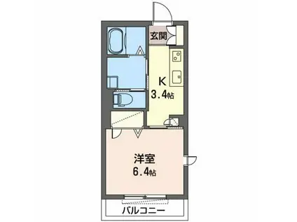 プロヌーブ汐音(1K/2階)の間取り写真