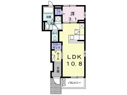 プランタン(1LDK/1階)の間取り写真