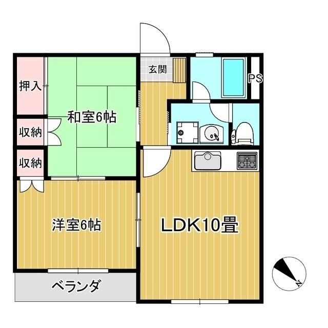 ヒロタサンポートIII(2LDK/2階)の間取り写真