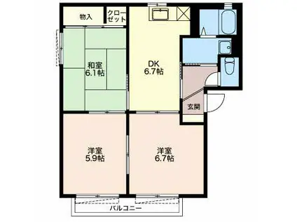 マウンテン C(3DK/2階)の間取り写真