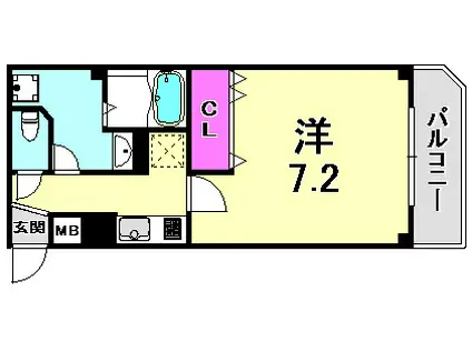 シュマンセプト 神戸(1K/1階)の間取り写真
