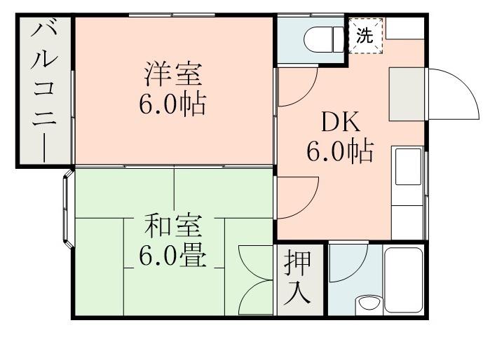 川崎アパート(2DK/2階)の間取り写真