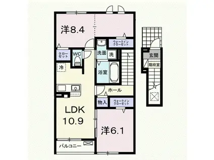シエル ブリュ(2LDK/2階)の間取り写真