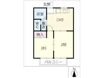 メープル宝江(2DK/2階)の間取り写真