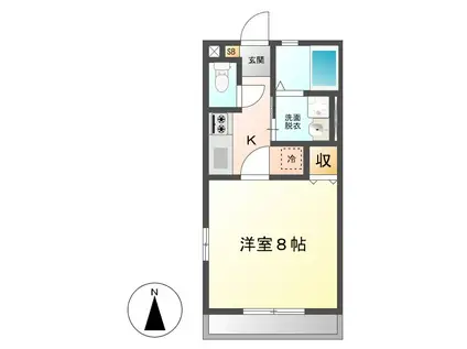 クラスティーナA棟(1K/2階)の間取り写真