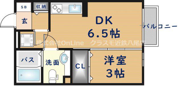 アクアコート(1DK/2階)の間取り写真
