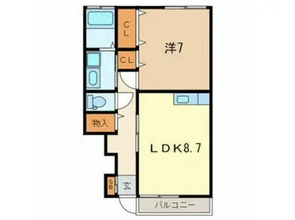 ラッキーヒルズII(1LDK/1階)の間取り写真