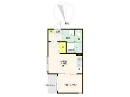 GREEN ACEII(1DK/2階)の間取り写真