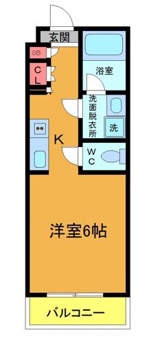 BLUE PALETTE浦安(ワンルーム/2階)の間取り写真