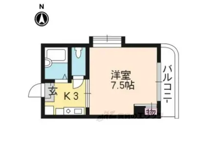 ラ・ビスタⅡ(1K/5階)の間取り写真